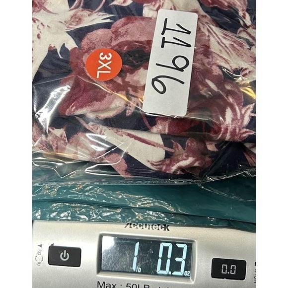 LuLaRoe Carly Women Size 3X Navy Blue Burgundy Floral 3/4 Sleeve Wrap Dress - Picture 9 of 9